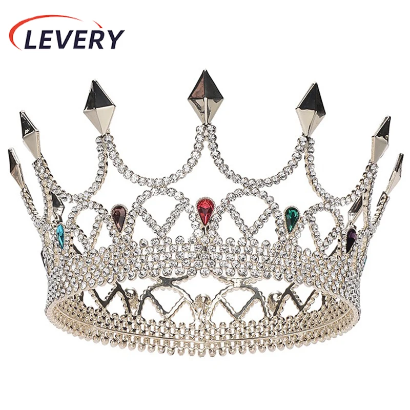 Levery 2024 New Men's King Crown Prince Vintage Court Party Headdress Performance Props