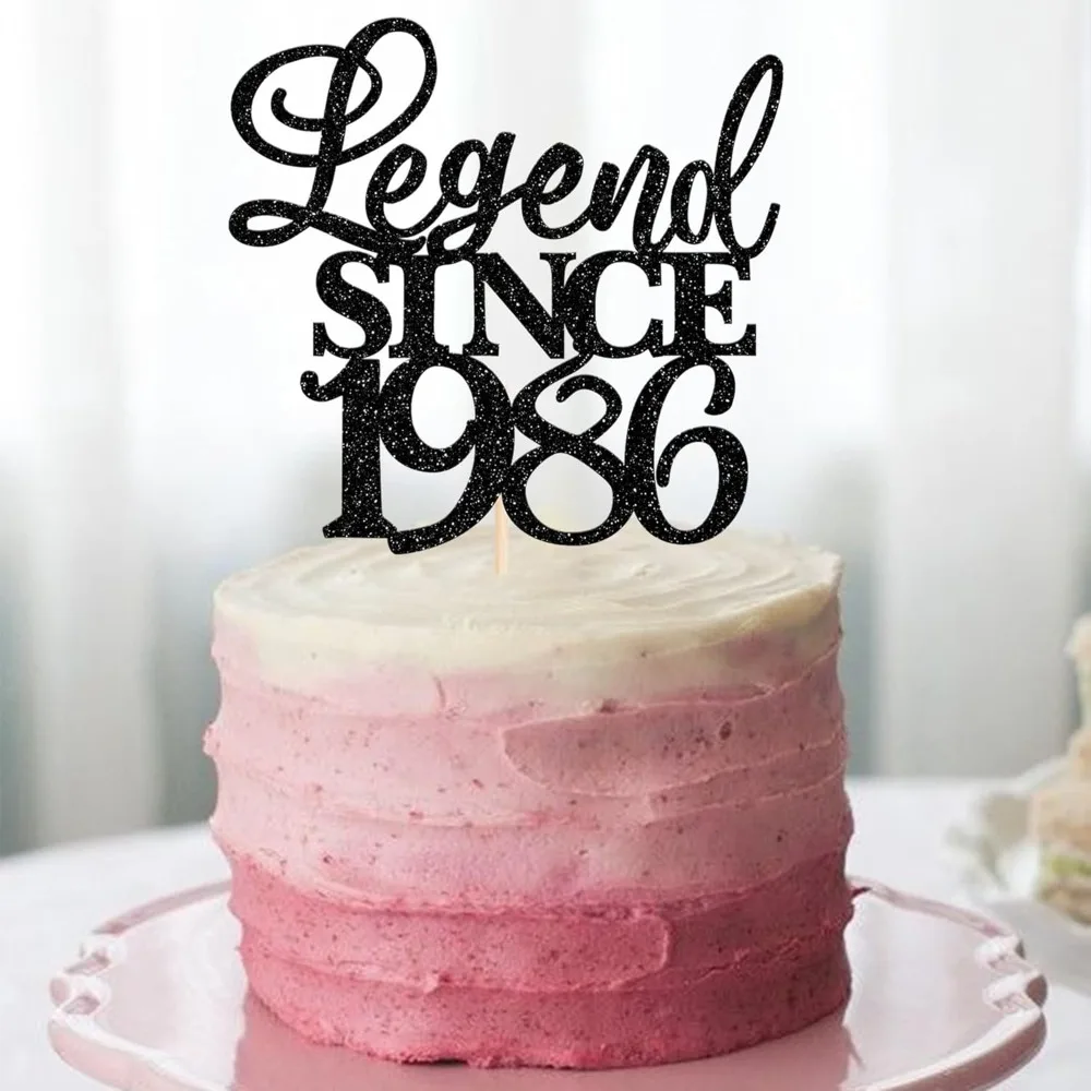 1 Packung „Legend Since 1986“ Kuchenaufsatz mit Glitzer, „Forty Cheers to 40th Birthday“ Kuchendekoration für den 40. Geburtstag – Detail 5
