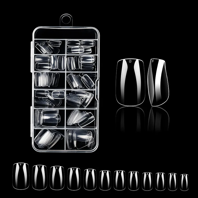 

120pcs Square Press-On Nails - Long Clear Fake Nails 12 Sizes No Filing Needed DIY Paintable Seamless False Nails