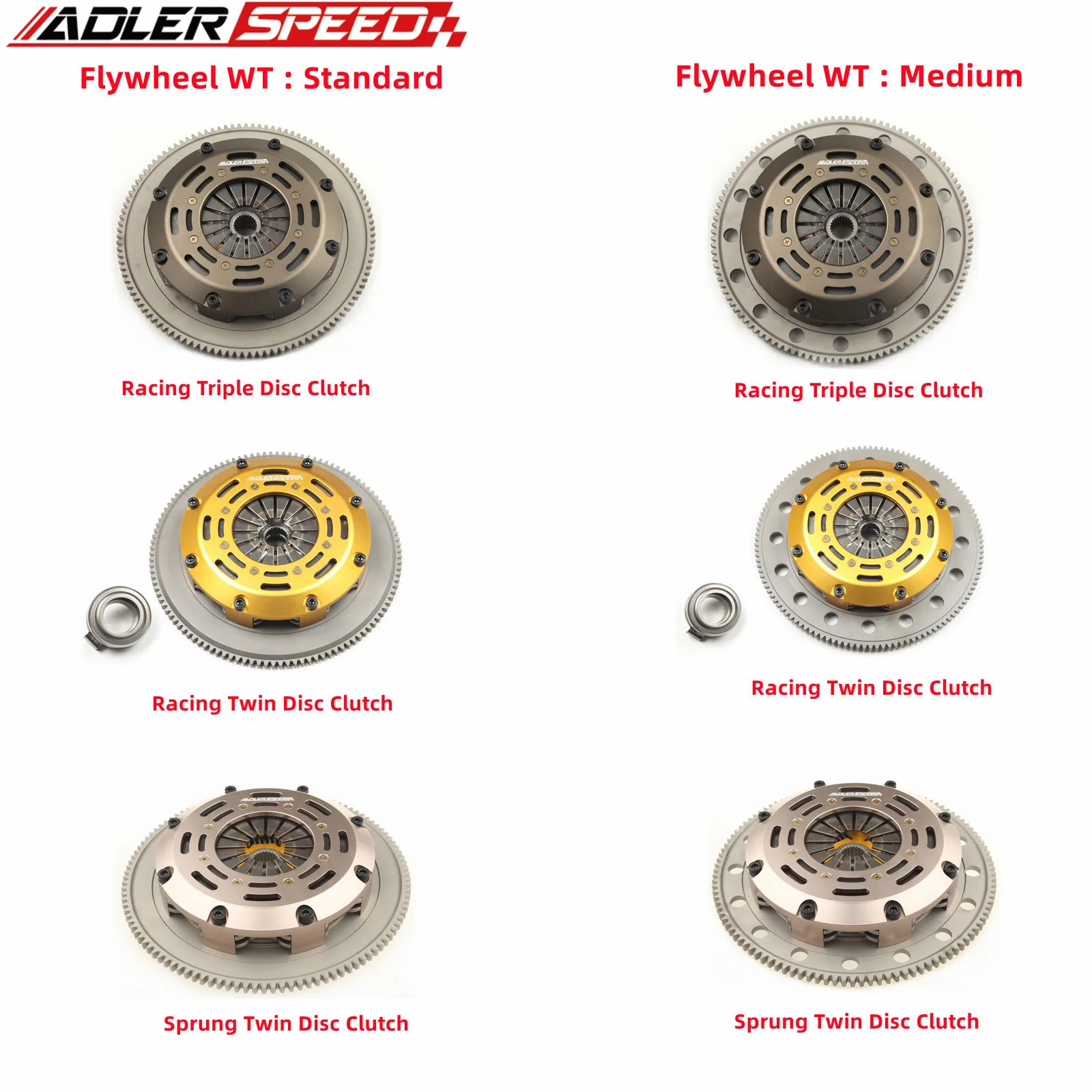 

ADLERSPEED Race/ Sprung Clutch Twin /Triple Disc Standard / Medium Weight Fits Honda Civic / ACURA B-SERIES B18 B20 B16