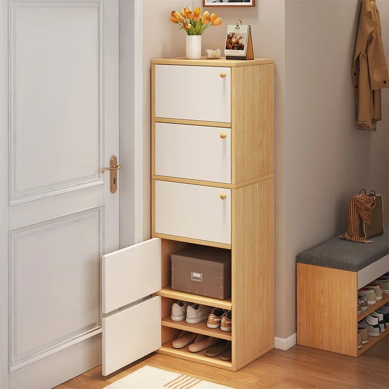 Multi-functional Shoe cabinet household multi-layer storage with door storage narrow cabinet small simple dustproof shoe rack