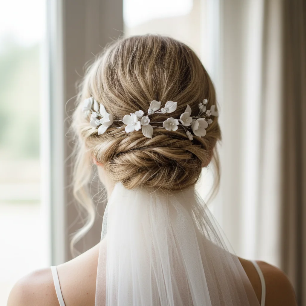 

Ceramic Flower Hairpin Set White Petite Headwear Style for Women