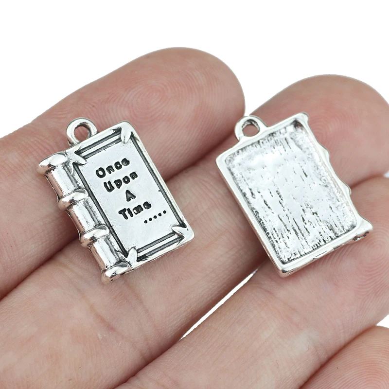 10Piece 13*21mm Small Size Antique Silver Plated Fairy Tales Book Once Upon A Time Charm Pendant For Jewelry Making