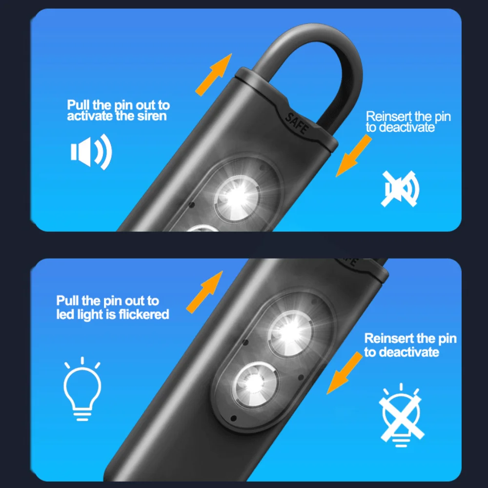 إنذار محمول مضاد للسرقة والذئب للنساء، حجم كبير، ضوء فلاش مزدوج، جهاز آمن للدفاع عن النفس للأطفال #3