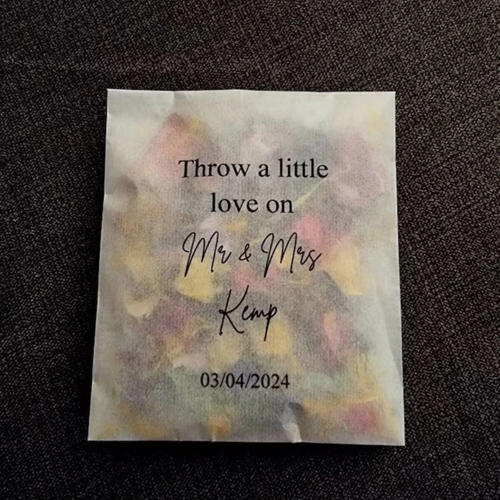 

20 bags Biodegradable Confetti. Personalised Printed Pre filled packets. Wedding confetti. Petal confetti. Confetti Packets. Con