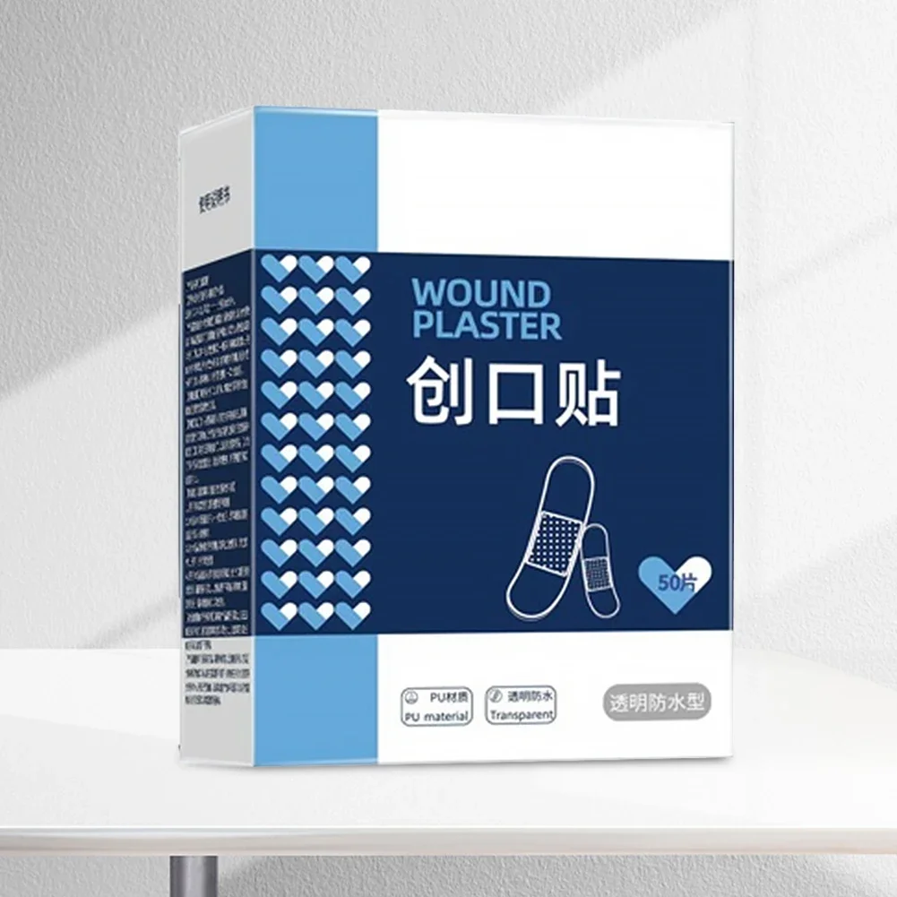 50/120Pcs Waterproof Wound Strips Curved Patches Invisible Waterproof Adhesive Bandages for Sports Bathing Protective First Aid