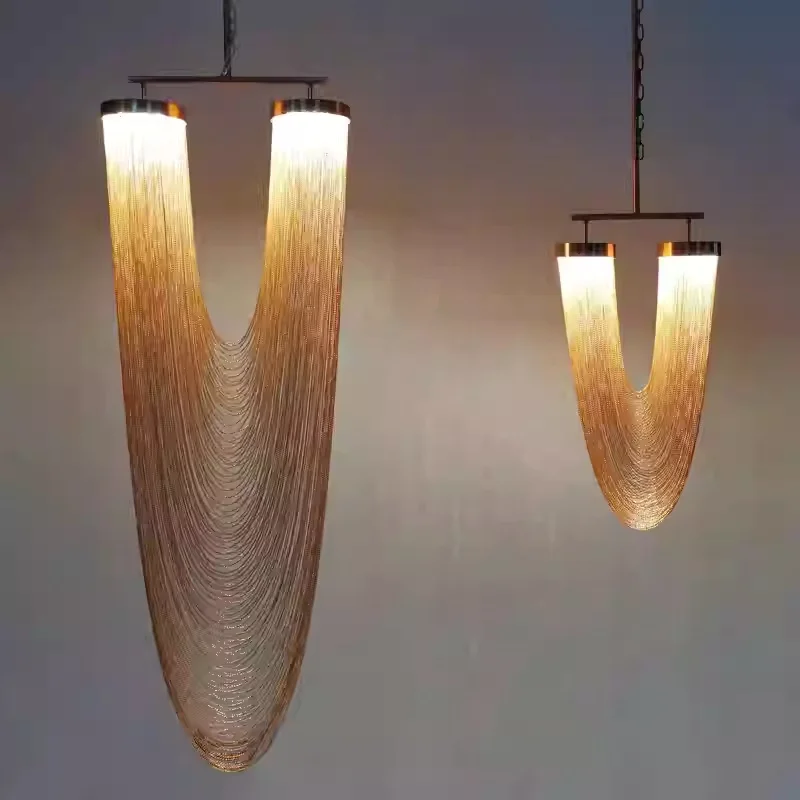 Larose Bohemian Postmodern Minimalist Metal Lamp Duplex Restaurant Bar Club Villa Luxury Tassel Design Staircase Pendant Light