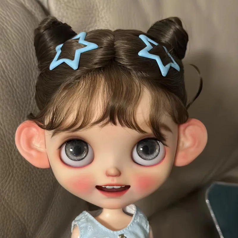 Blyth doll wig cute banger cat ear wig for big head doll, meng, DIANDIAN, Qbaby hair suitable for 26-27cm head doll accessories