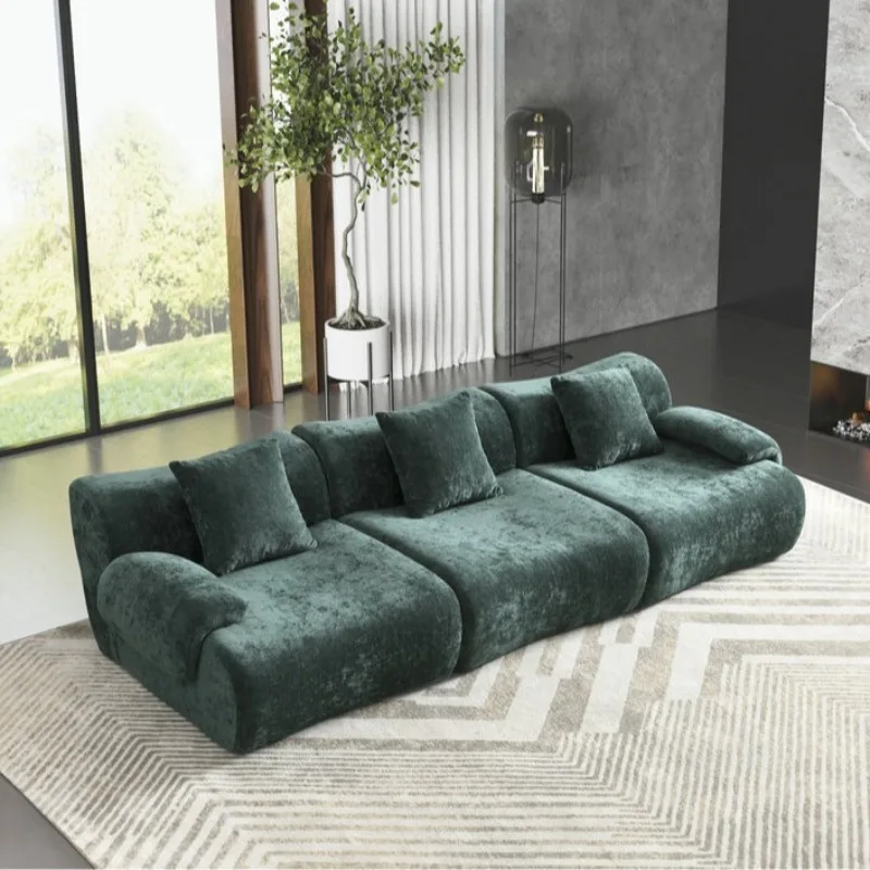 Sofa living room balcony antique simple fabric sofa straight row