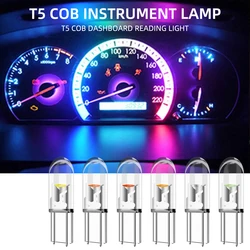 10PCS T5 Led Bulb W3W W1.2W COB LED Bulbs Car Interior Lights 12V Canbus Dashboard Warming Indicator Wedge Lamps