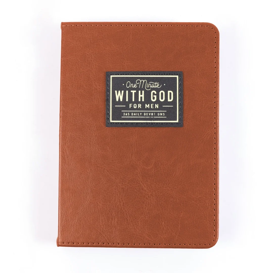 

One Minute with God 365 Dedication Bible Notebook Brown Synthetic Leather Cover for Men
