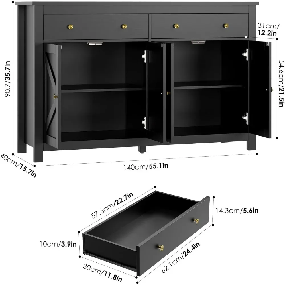 Kitchen Cabinet , Large Buffet Cabinet with Drawers and Doors, Coffee Bar Cabinet Buffet Table Sideboard, Cabinets Kitchen