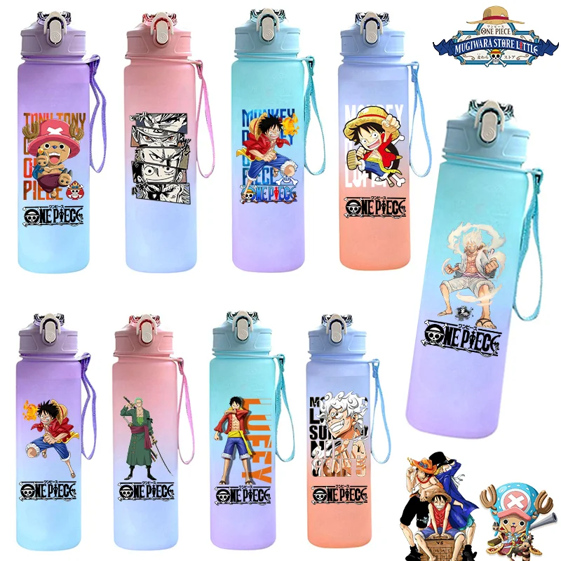 ONE PIECE 750ml Cartoon Luffy Gradient Color Plastic Cup Aldult Portable Large Capacity Childrens Drinking Cup Outdoor Sports