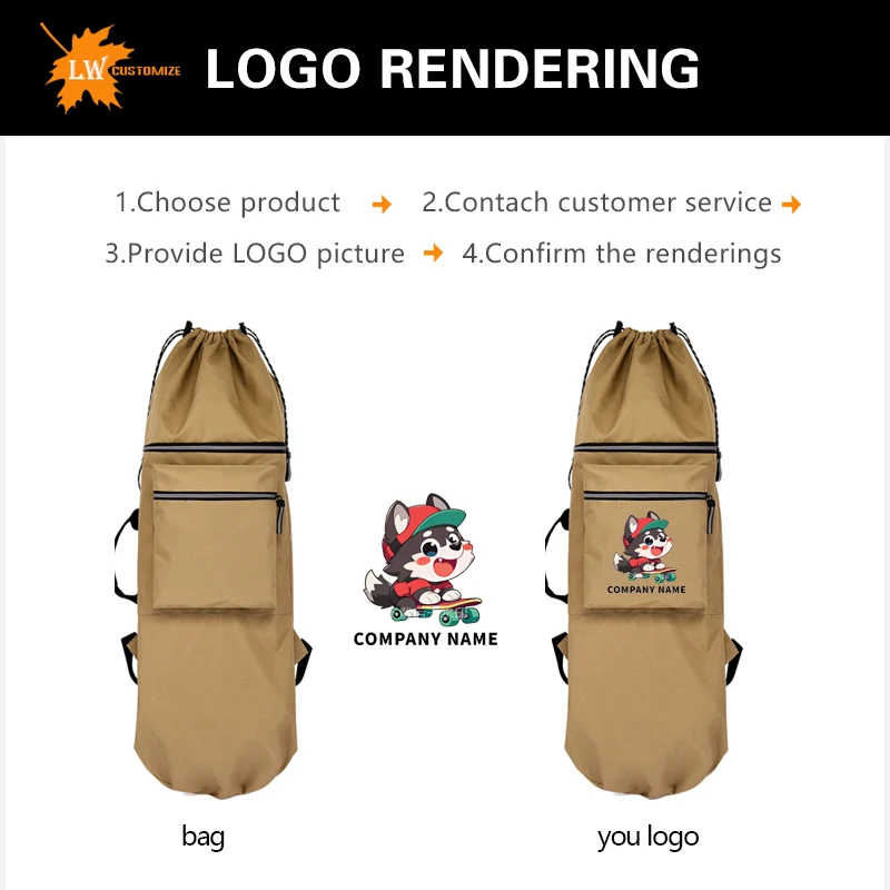 Customized Skateboard Bag With Printed Logo Double Wishbone Bag Lightweight And Waterproof Land Surfing Board Backpack DIY Name