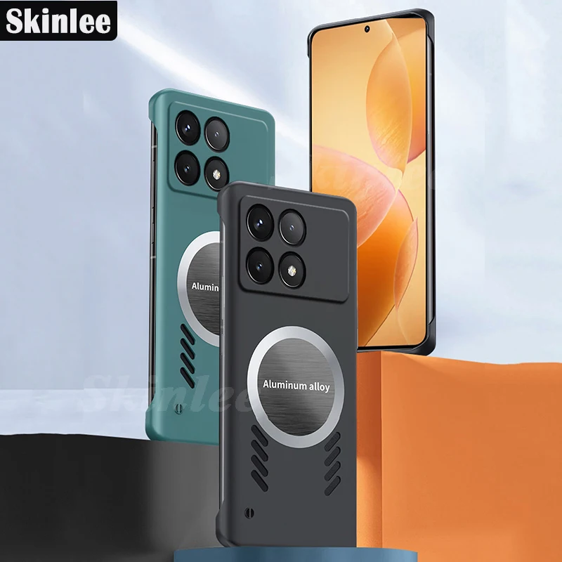 

Skinlee Case For Mi Poco M6 Pro Ultra-Thin Magnetic Frameless Shockproof Hard Shell For Xiaomi POCO X6 Pro 5G Phone Cover