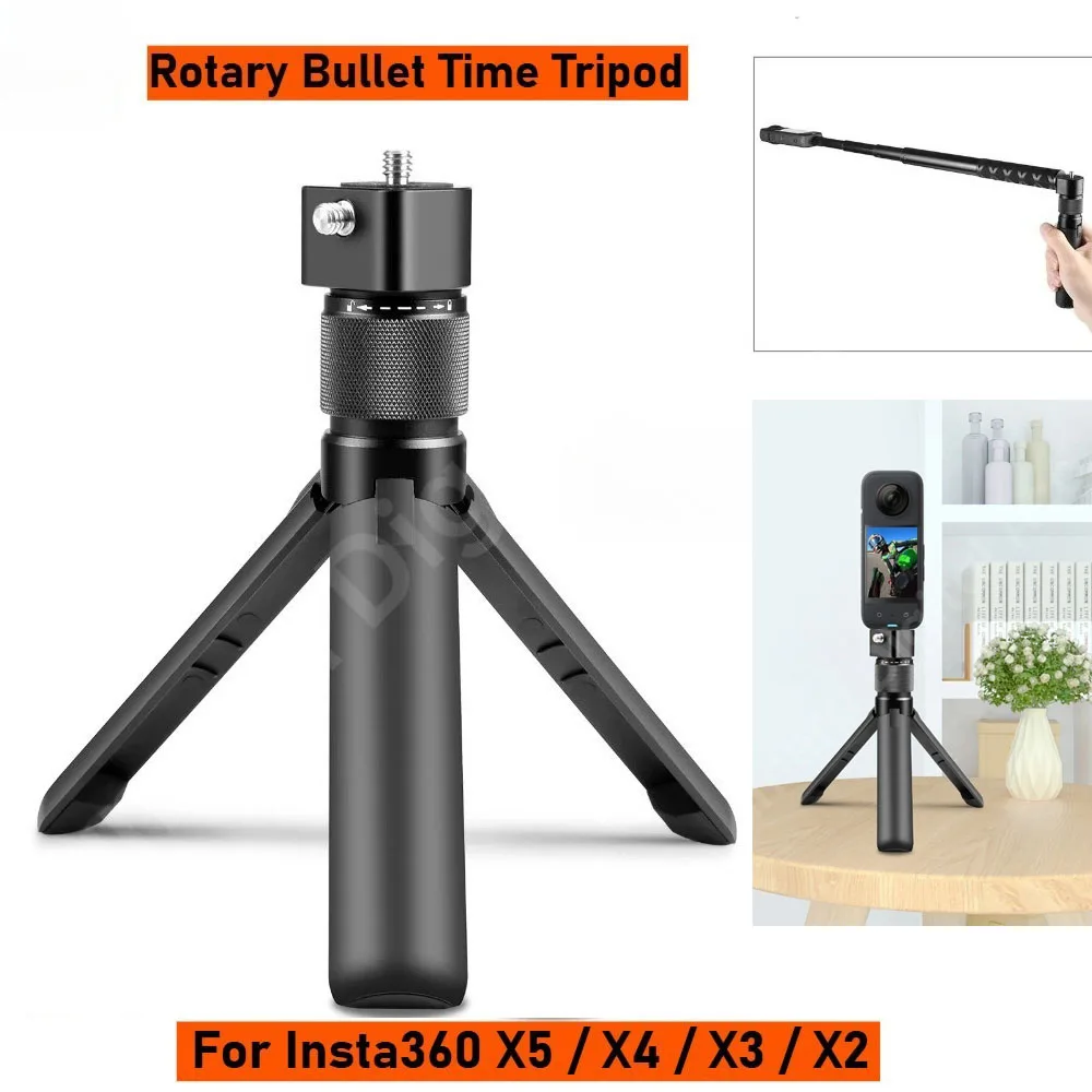 Bullet Time Handle Multifunctional Foldable Tripod with 1/4 Screw for Insta360 X5 X4 Air DJI OSMO 360 Rotary Bullet Time Tripod