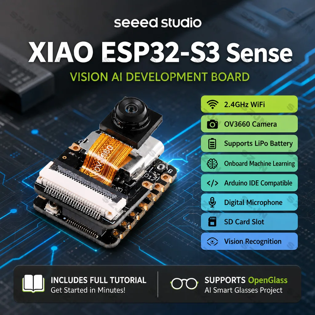Seeed Studio XIAO ESP32-S3 Sense AI Vision Development Board Camera WiFi Bluetooth 8MB PSRAM 8MB Flash Microphone microSD