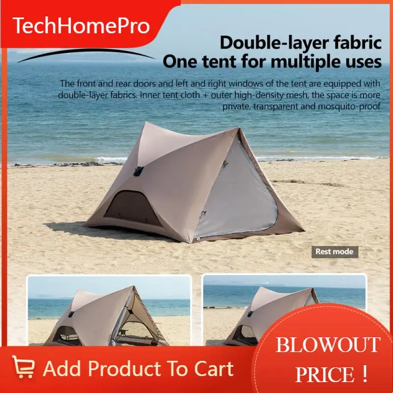 TechHP2-4 Person Instant Pop Up Tent Waterproof Windproof Triangle 210D Oxford 2 Doors Windows Lightweight Camping Hiking Beach
