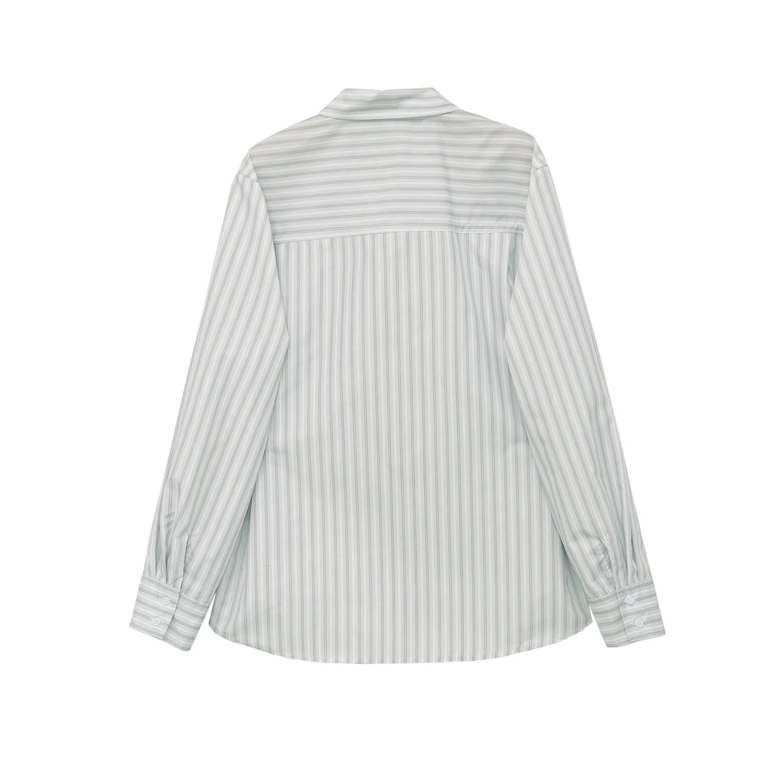 Withered European And American Style Lapel Slim Striped Poplin Shirt Blouses Women's Clothes Shirts Tops
