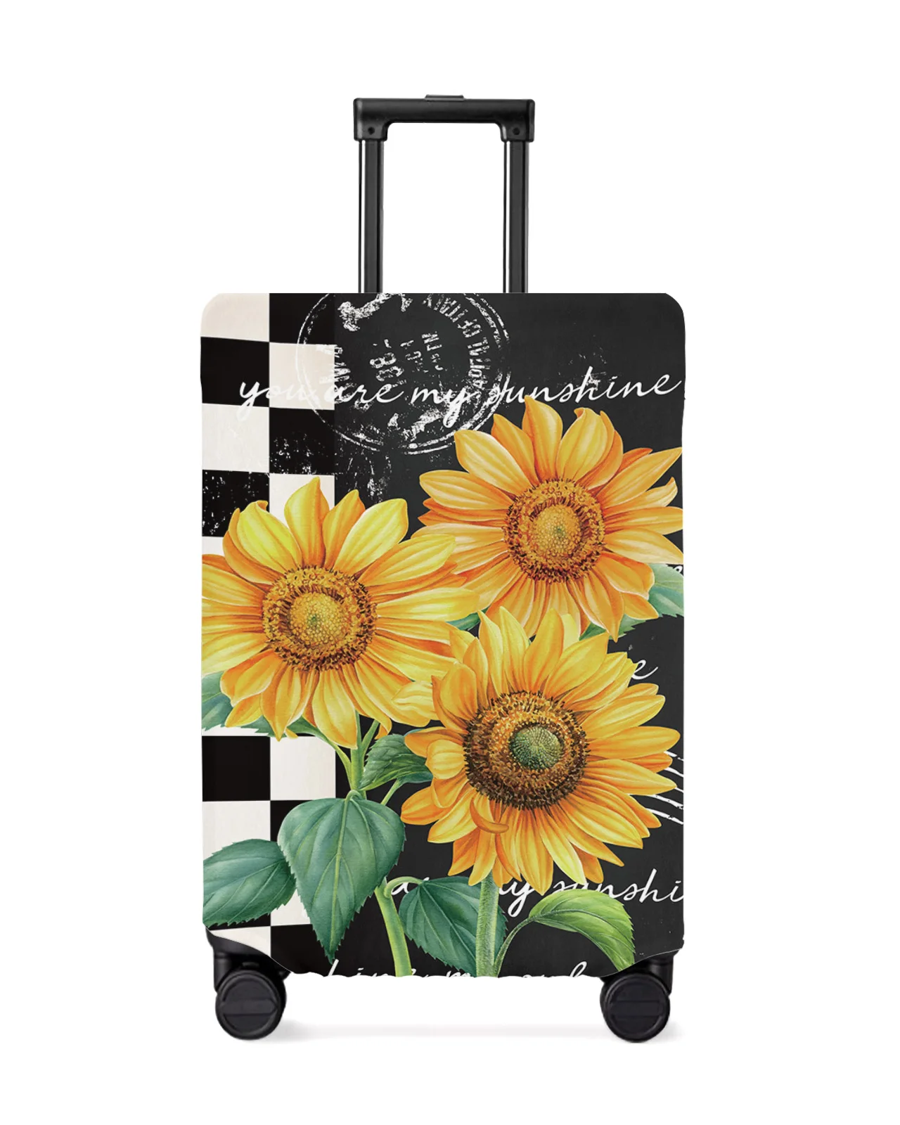 

Farm Flower Sunflower Lattice Travel Luggage Protective Cover for Travel Accessories Suitcase Elastic Dust Case Protect Sleeve