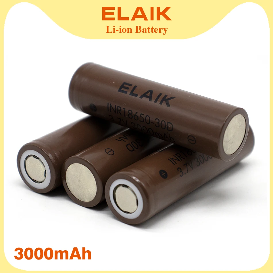 

10PCS ELAIK 3.7V 4.2V 18650 30D 3000MAH 20A 35A modelo móvel da ferramenta elétrica da lanterna do poder, etc.