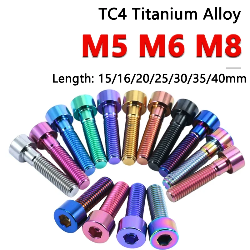 1 Stück TC4 Titanlegierung Innensechskantschraube M5 M6 M8 Sechskant-Innensechskantschraube Zylindrische Umgebaute Schraube Länge 15-40mm DIN912