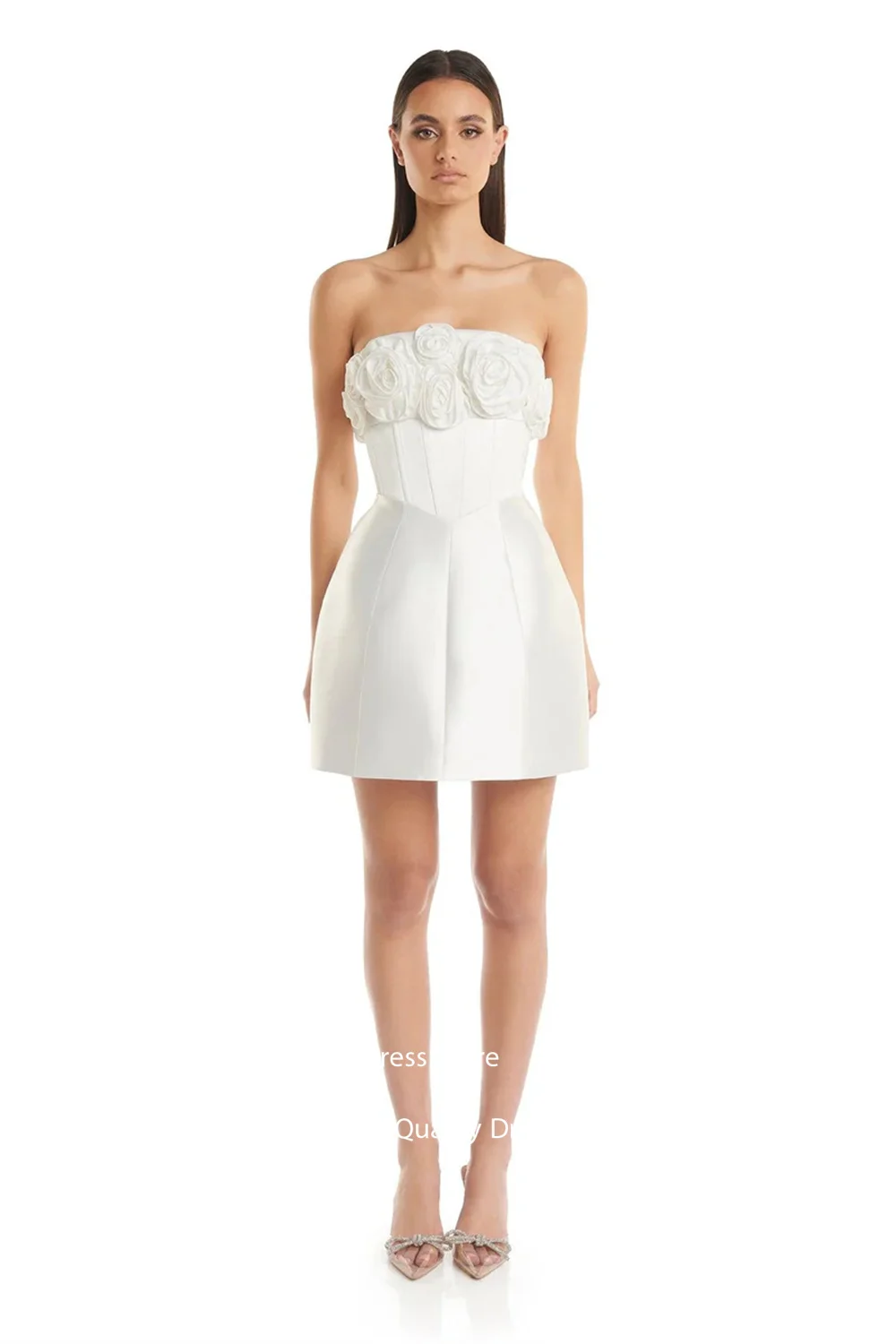 Xikuo Vestido De Novia sin tirantes y espalda descubierta 3D Floral adornado Vestidos De Novia una línea elegante Vestido De Novia Para Boda personalizado