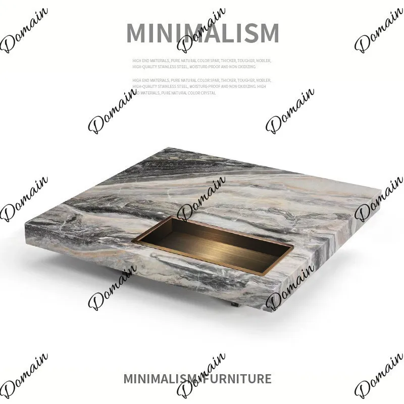 brown marble coffee table modern simple natural luxury stone new Boteco minimalist coffee table living room home