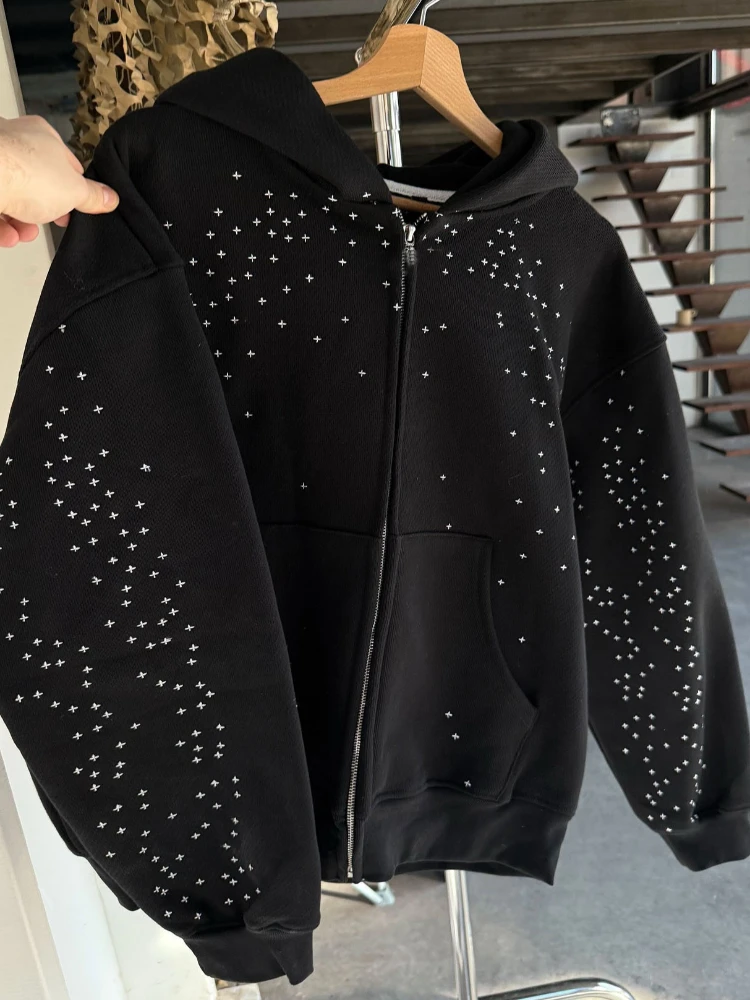 القوط نمط هوديي سستة Y2g نمط شارع العليا المألوف فضفاض تنوعا الخريف والشتاء الدافئة هوديي المرأة INS نمط #6