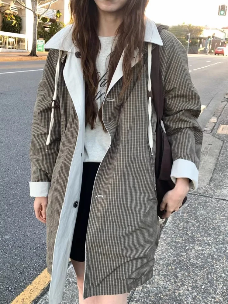 Cappotto giacca a vento con cappuccio lungo casual ampio su entrambi i lati chic per le donne Nuovo design autunnale Faion Commute Sle