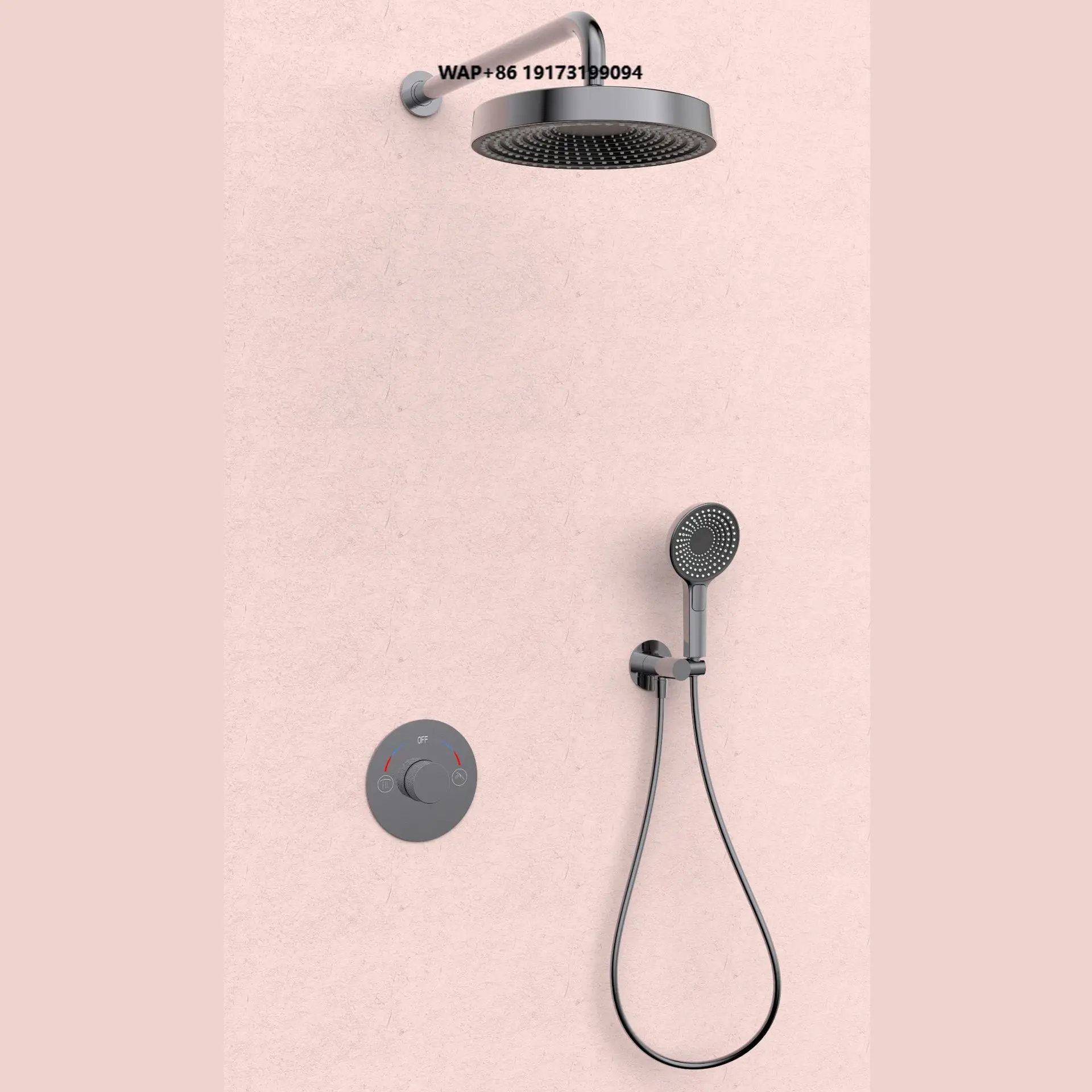 Contemporary Bathroom Thermostatic Brass Shower Kit Waterfall Multifunction Spray Corrosion-Resistant Durable Shower Faucet