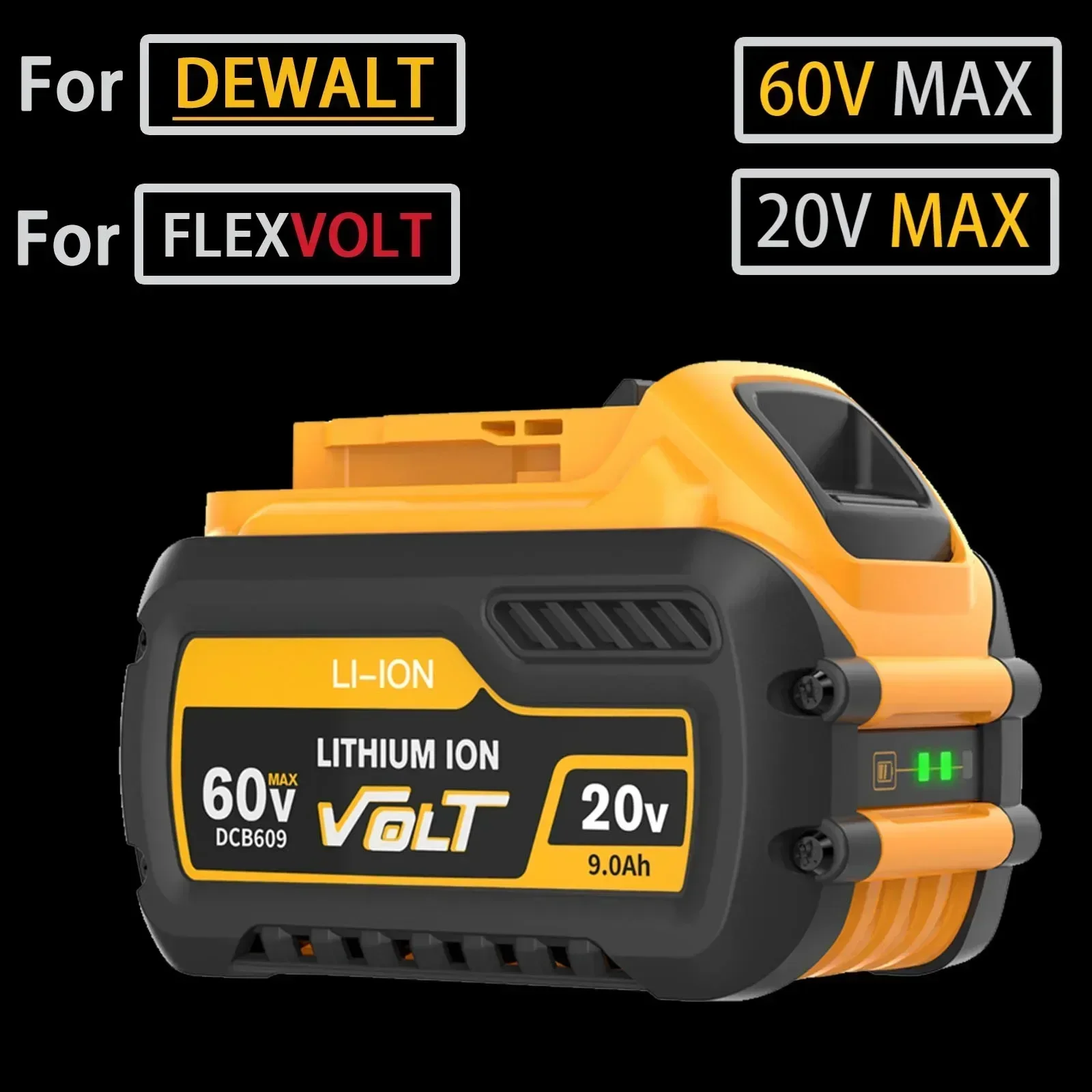 

For Dewalt 18V 20V MAX Replacement Li-ion Battery DCB606 DCB609 DCB205 DCB204 DCB206 DCB209 DCB182 For Flexvolt 60V Battery