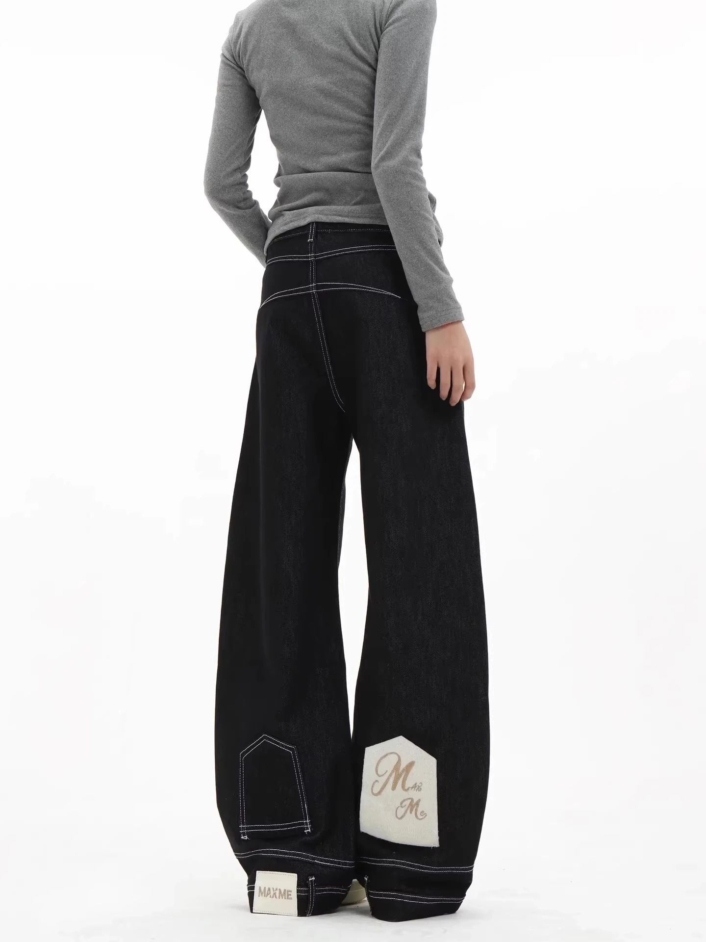 

Tall Men's Bell Bot Straight Leg Jeans Denim Original Bla Inverted Classic American Retro Waist High Zipper Casual Wear