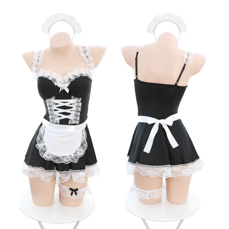 Sexy Maid Outfit Halloween Lace Mini Maid Dress Uniform Cosplay Sweet Classic Apron French Maid Costume Bodysuit Nightdress New