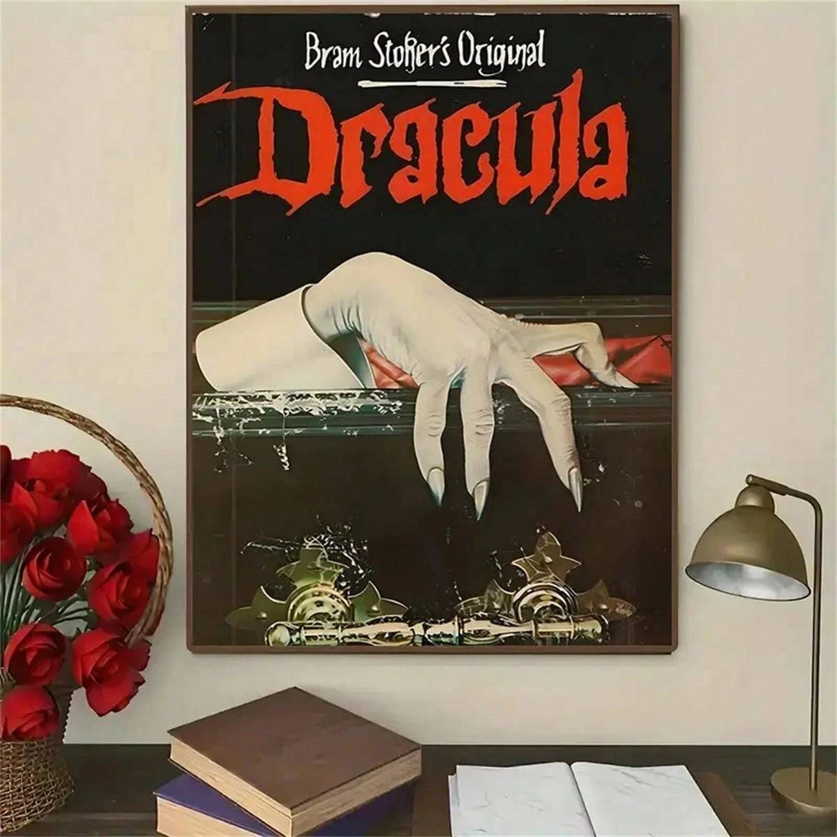 Moderne Horror-Leinwanddrucke „Vampirhand“, gotisches, dramatisches Wandkunst-Poster für Wohnzimmer, Badezimmer, Zuhause, Halloween, Dekoration, Cuad