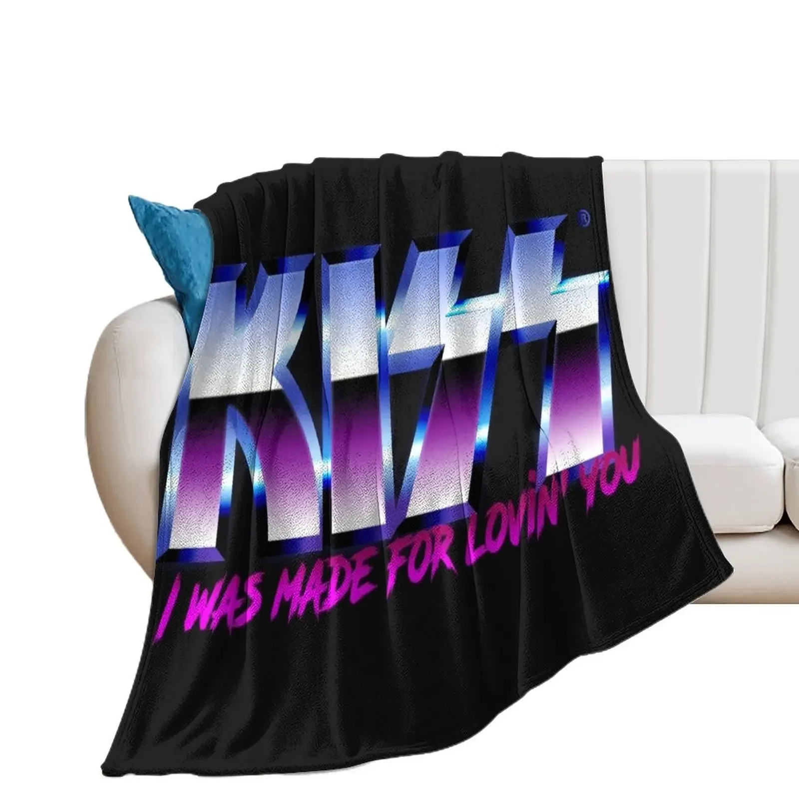 KISS - I was made for lovin'you - Chrome Throw Blanket Soft blankets and throws Large Blankets