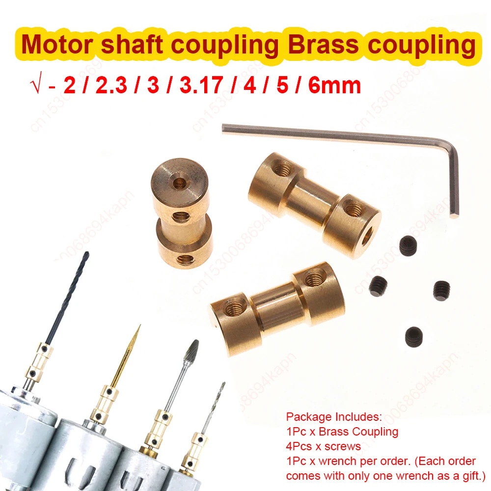 Brass Coupling 2/2.3/3/3.17/4/5/6mm N20 Motor Shaft Brass Coupling Coupler Connector Transmission Joint for RC Boat Car Airplane