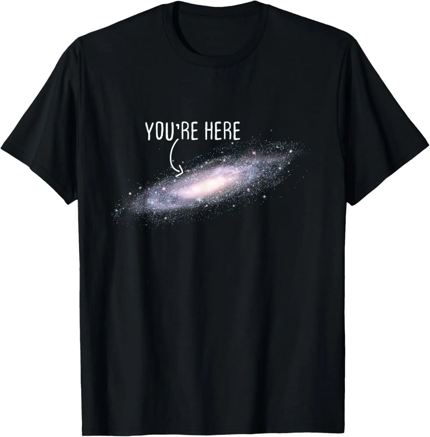 

You Are Here Galaxy Print Graphic Tee Soft Breathable Science Astronomy Short Sleeve T-Shirt