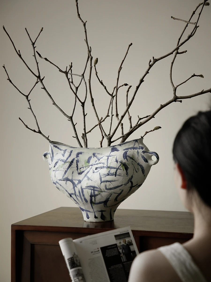 43cm Large Vase Home Decor Modern Vase for Table Decor, Nordic Flower Ceramic Vases for Bookshelf, Entry Way, Dining Desk