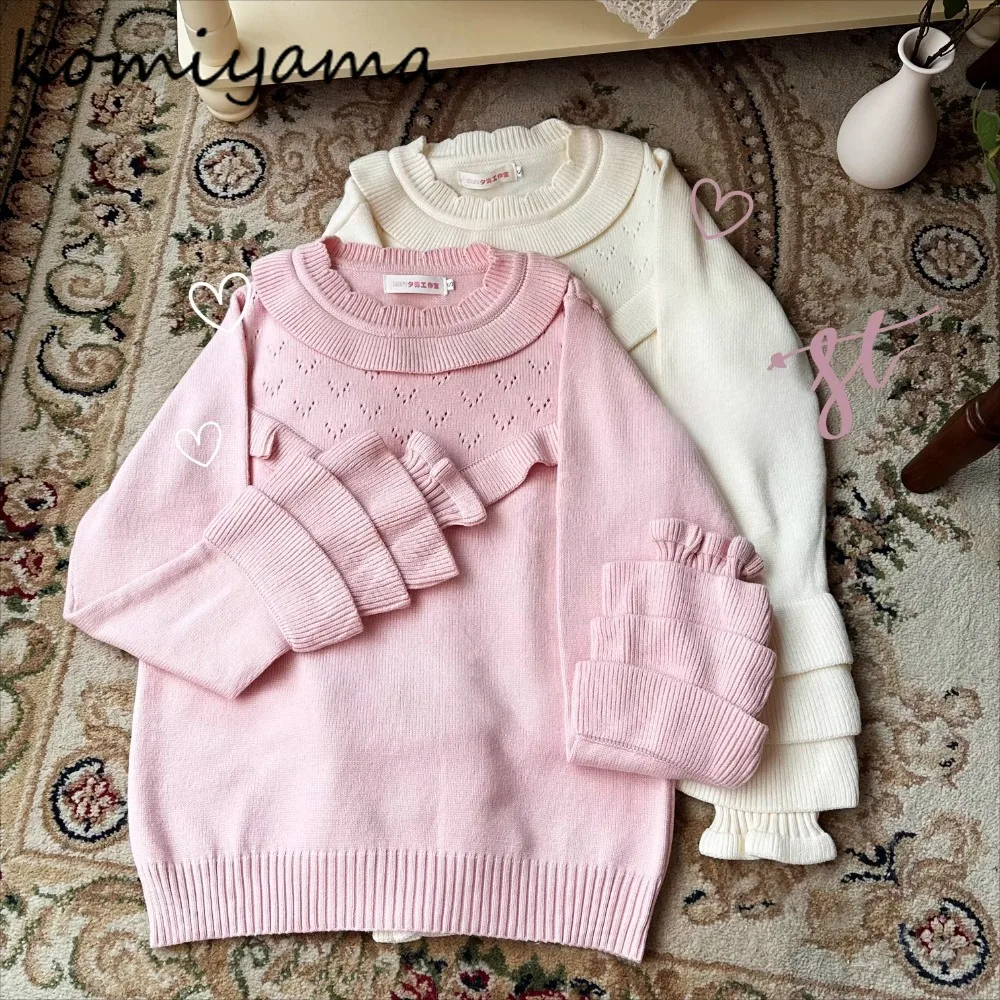 

Lolita Warm Knit Ropa Mujer Bottomed Sweater Long Sleeve Pull Sweet Cute O-neck Pulls Femmes Autumn Winter Clothes Woman