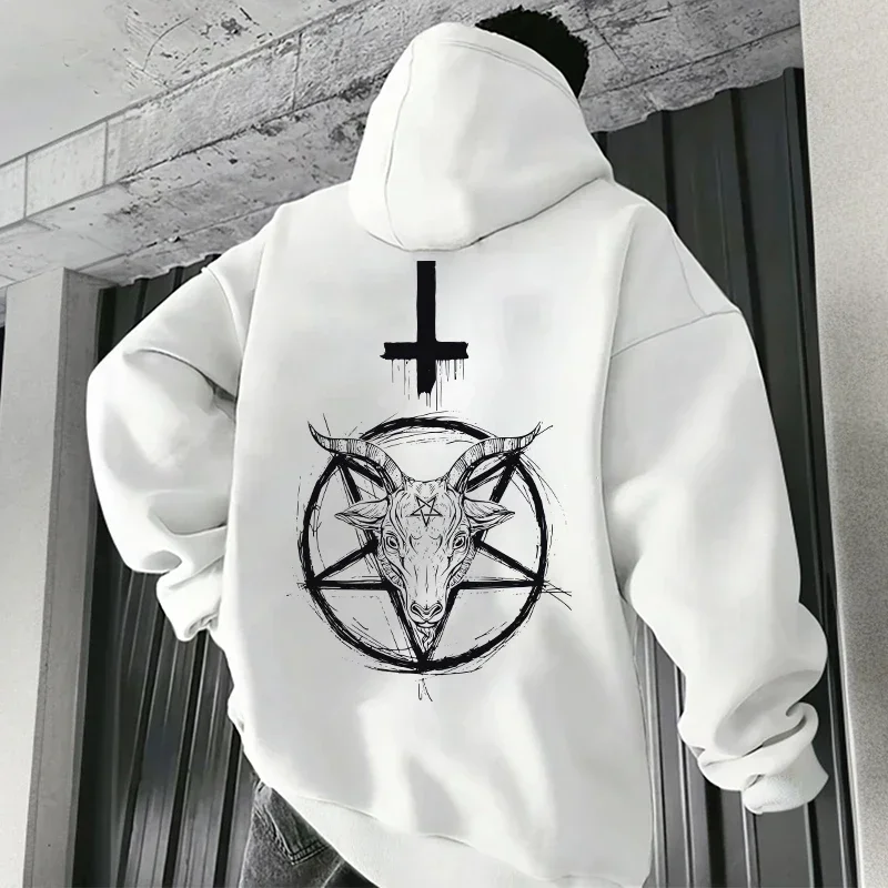 Demonic Print Men's Hoodies 2026 Streetwear Gothic Satan Sweatshirt 666 Symbol Male Autumn Winter Pullover Casual Top Tracksuit