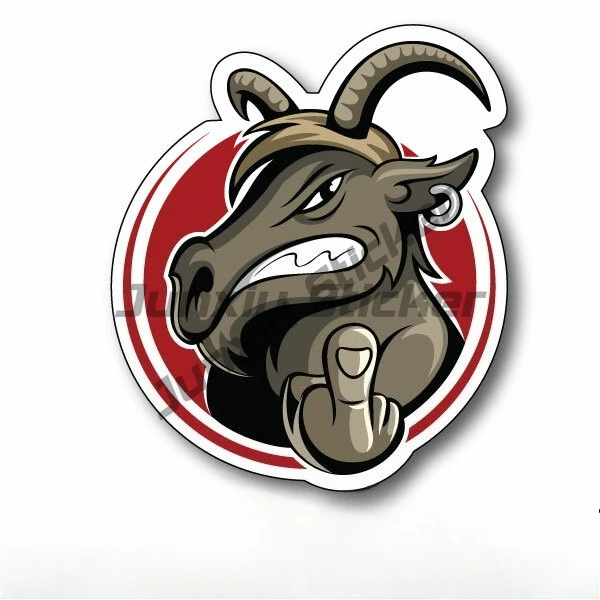 

Goat with Rude Finger Bumper Sticker for Car , Laptop, Fridge, Window, Toolbox