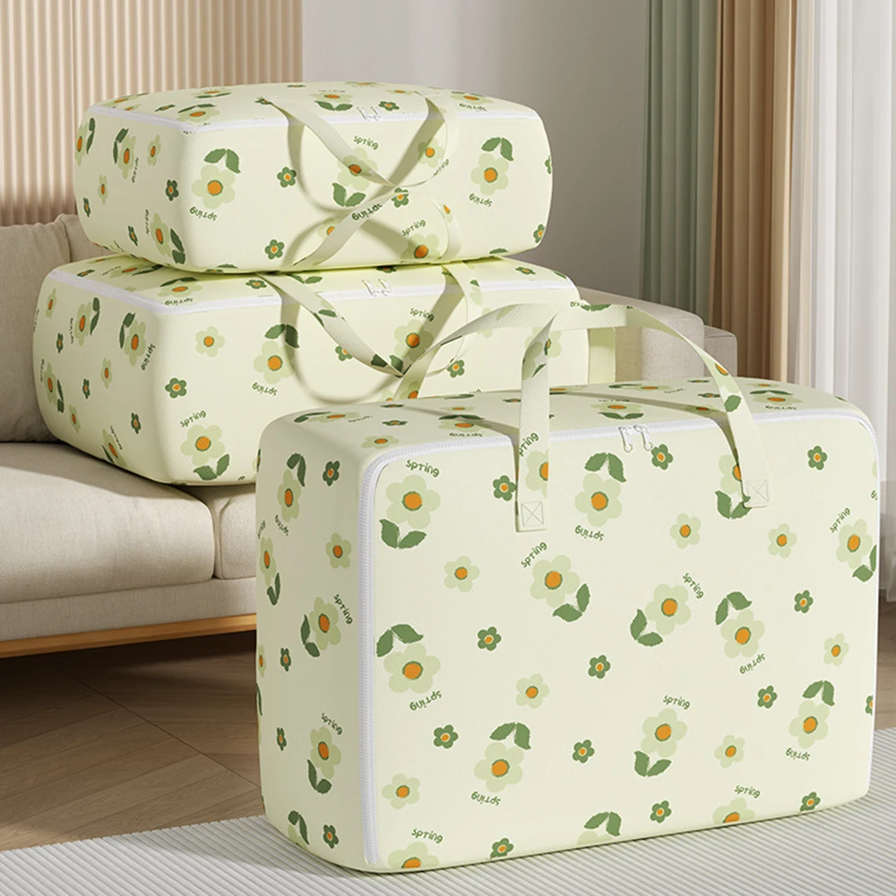 

Stylish Flower Pattern Clothes Storage Bag High Capacity Clothes Organiser Bin For Bedroom Shelf