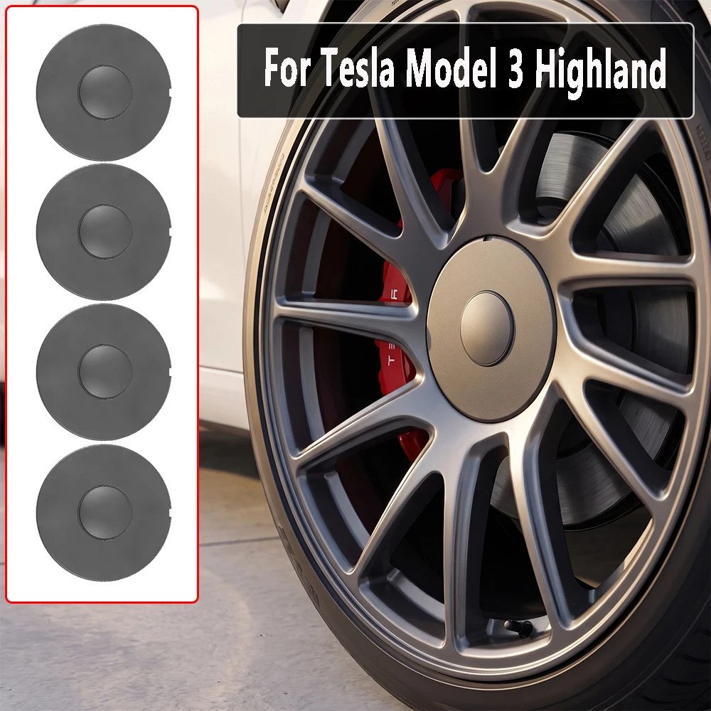 4Pcs Car Wheel Center Hub Caps ABS Dustproof Rim Hub Protector Caps For Tesla Model 3 Highland Exterior Modification Supplies