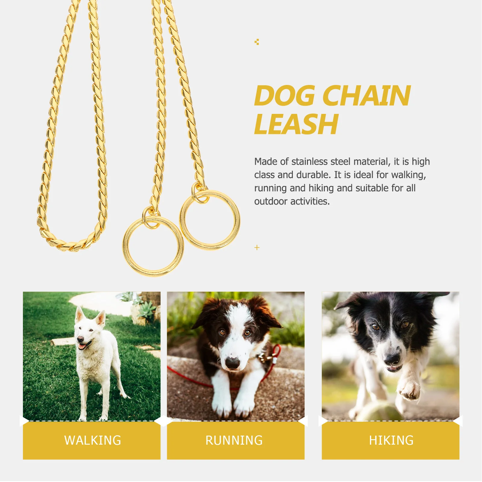 

Stainless Steel Wear-Resistant Dog Chain Leash Convenient Lightweight Portable Puppy Collar Dog Supply Household Outdoor Walking