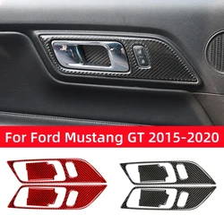 For Ford Mustang GT 2015-2021 Accessories Carbon Fiber Styling Interior Car Door Handle Frame Decoration Stickers Trim Cover