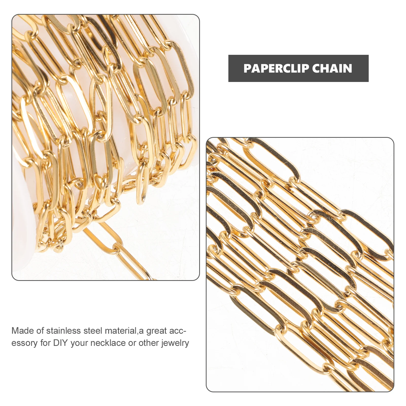 

2pcs Stainless Steel Paperclip Diy Jewelry Making Bracelet Necklace Craft Chain For Women Gold Filled Chain Tools Accessories