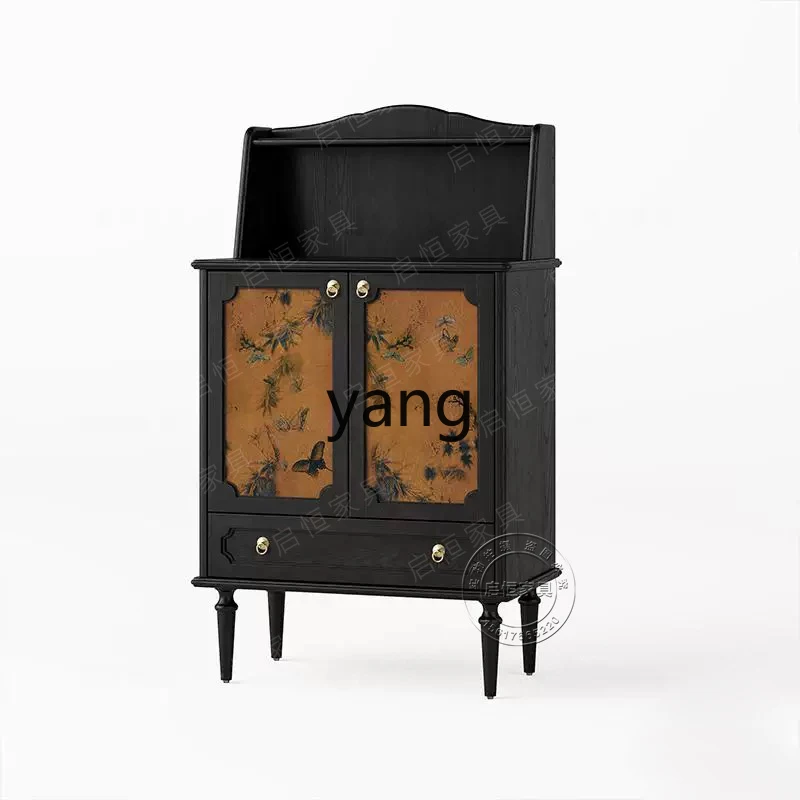 

LTT French retro solid wood side cabinet small apartment sofa side cabinet medieval living room dining side storage cabinet