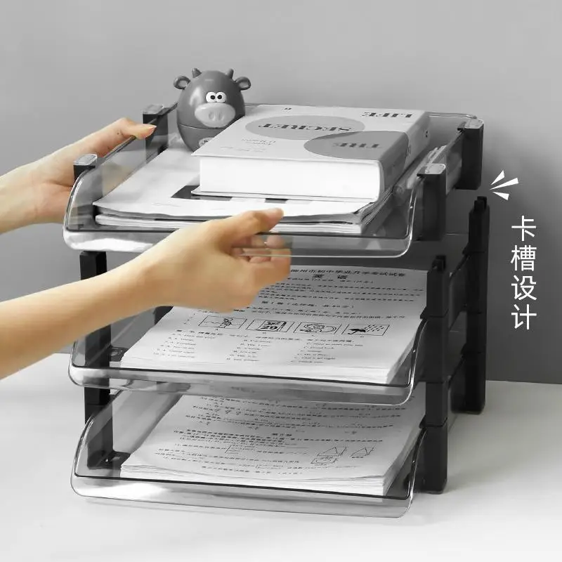 A4 File Organizer Tray 2/3-Layers Desk Accessorie Magazine Holder File Office Organizer Plastic Storage Book Shelf New