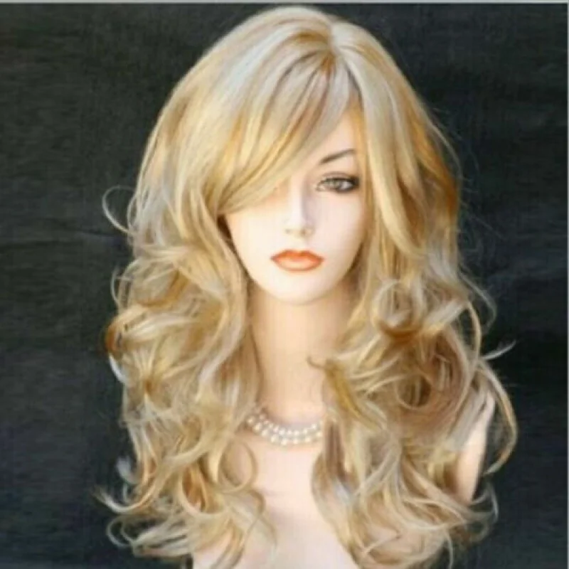 Golden Blue Women's Natural Wave Uncovered Wig 100% Human Hair Wig 24 Inches